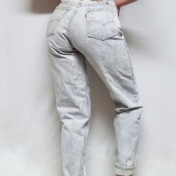 RARE Vintage 80s Levi's 550 Gray Acid Wash Grunge High Waisted Mom Jeans - Picture 3 of 16